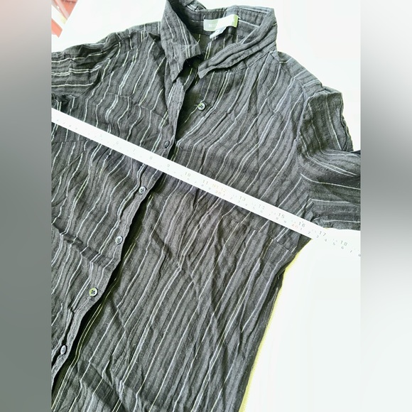 Beechers Brook | long black top blouse with silver lines | size S - Picture 7 of 9